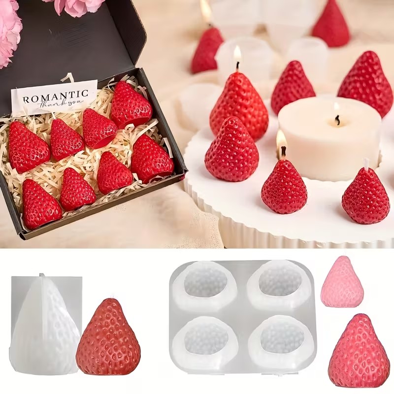 Candle Making Things - Cetakan Lilin Silikon Bentuk Stroberi untuk