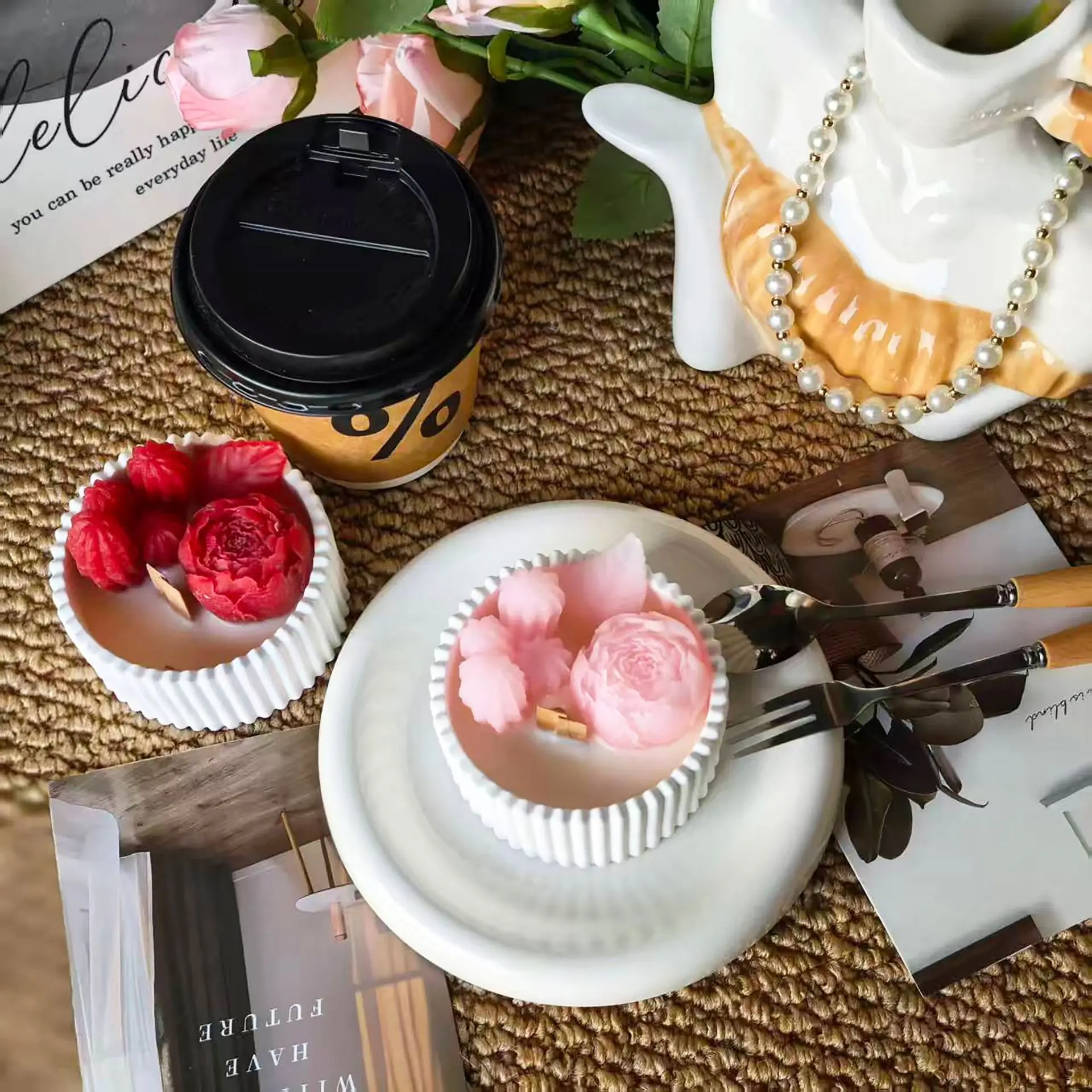 2pcs Lilin Aroma Mawar dalam W - Paraffin Candle Wax ulasan dan harga